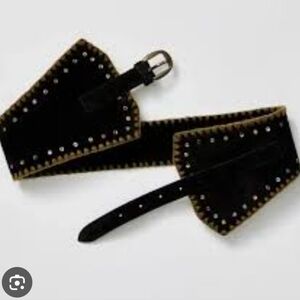 Free People Suede Studded Brown Belt, Small.